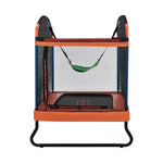 6ft Kids Trampoline With Swing Bar And Rectangular Safety Enclosure