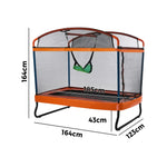 6ft Kids Trampoline With Swing Bar And Rectangular Safety Enclosure