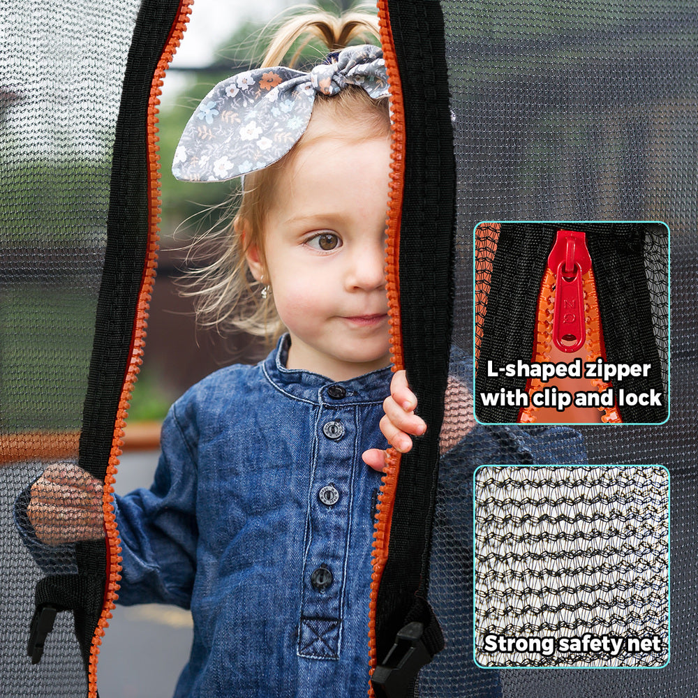 6ft Kids Trampoline With Swing Bar And Rectangular Safety Enclosure