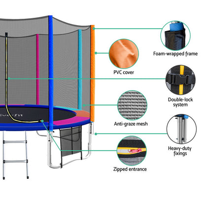 12Ft Trampoline For Kids W/ Ladder Enclosure Safety Net Pad Gift Round