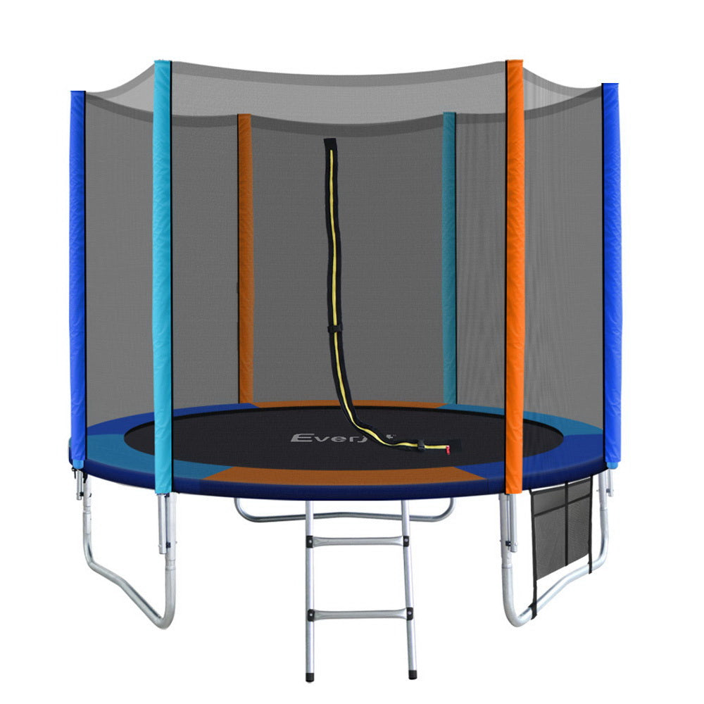 8Ft Trampoline For Kids W/ Ladder Enclosure Safety Net Pad Gift Round