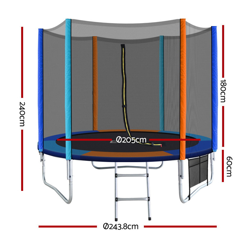 8Ft Trampoline For Kids W/ Ladder Enclosure Safety Net Pad Gift Round