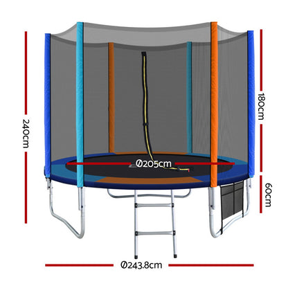 8Ft Trampoline For Kids W/ Ladder Enclosure Safety Net Pad Gift Round