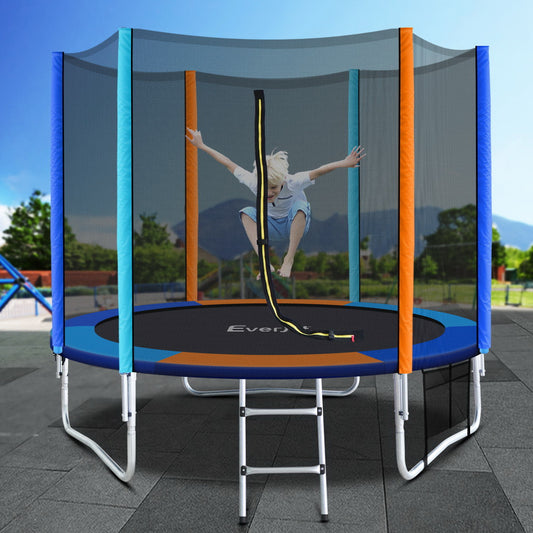 8Ft Trampoline For Kids W/ Ladder Enclosure Safety Net Pad Gift Round