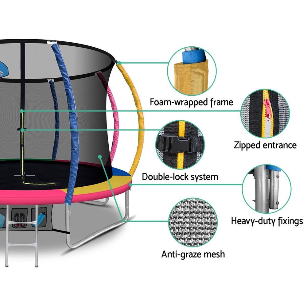 10Ft Trampoline For Kids W/ Ladder Enclosure Safety Net Rebounder Colors