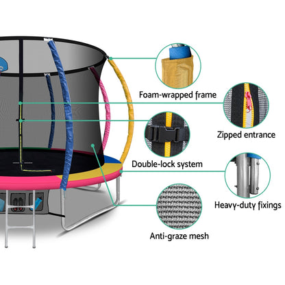 10Ft Trampoline For Kids W/ Ladder Enclosure Safety Net Rebounder Colors