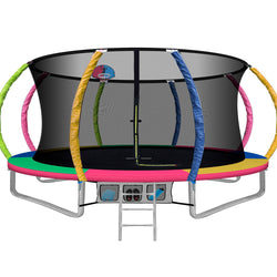 14ft Trampoline Kids Trampoline Rebounder w/ Ladder Basketball Hoop