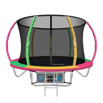 8Ft Trampoline For Kids W/ Ladder Enclosure Safety Net Rebounder Colors