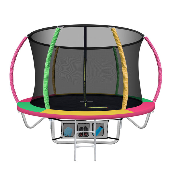  8Ft Trampoline For Kids W/ Ladder Enclosure Safety Net Rebounder Colors