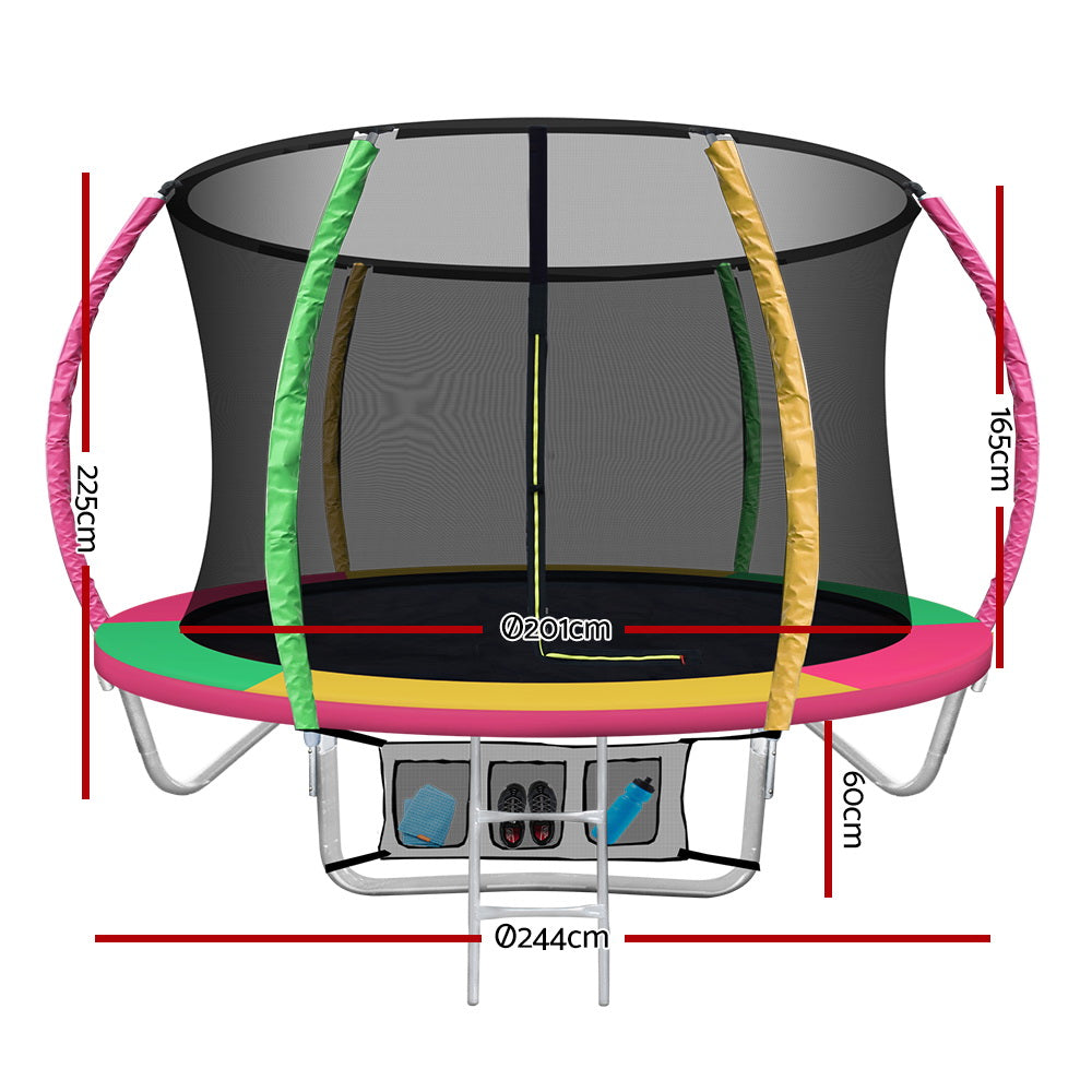 8Ft Trampoline For Kids W/ Ladder Enclosure Safety Net Rebounder Colors