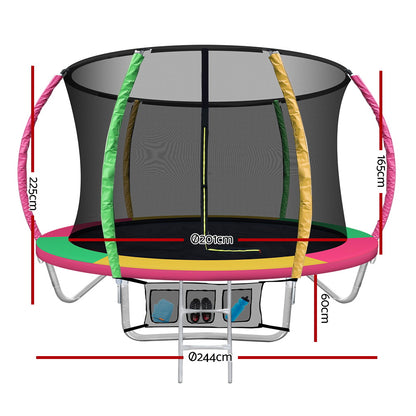 8Ft Trampoline For Kids W/ Ladder Enclosure Safety Net Rebounder Colors