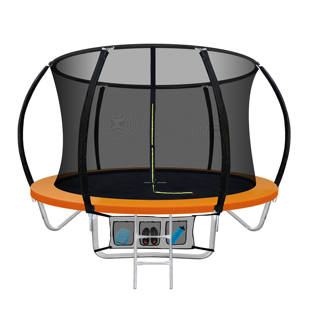 8Ft Trampoline For Kids W/ Ladder Enclosure Safety Net Rebounder Orange