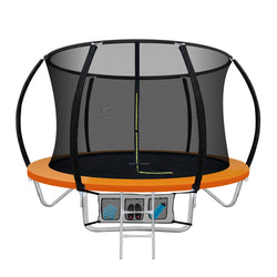 8Ft Trampoline For Kids W/ Ladder Enclosure Safety Net Rebounder Orange