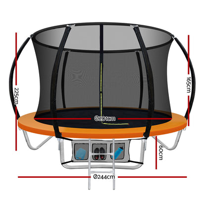 8Ft Trampoline For Kids W/ Ladder Enclosure Safety Net Rebounder Orange