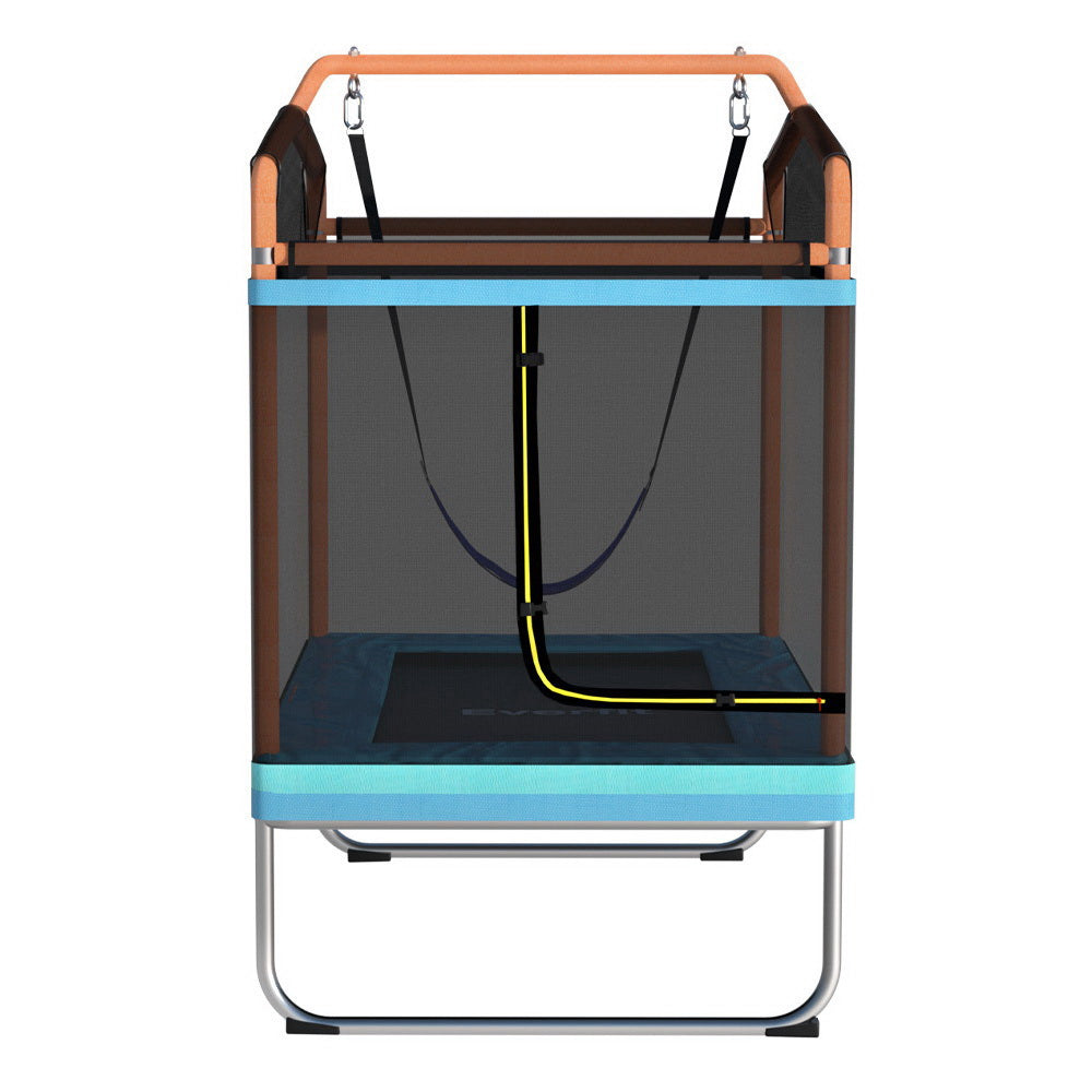 6FT Trampoline Kids Rectangle Trampoline w/ Swing Enclosure Safety Net Orange