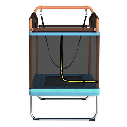 6FT Trampoline Kids Rectangle Trampoline w/ Swing Enclosure Safety Net Orange