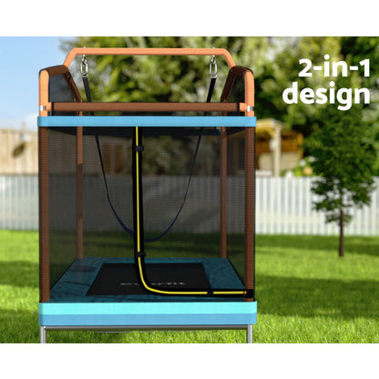 6FT Trampoline Kids Rectangle Trampoline w/ Swing Enclosure Safety Net Orange