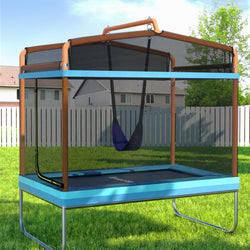 6FT Trampoline Kids Rectangle Trampoline w/ Swing Enclosure Safety Net Orange