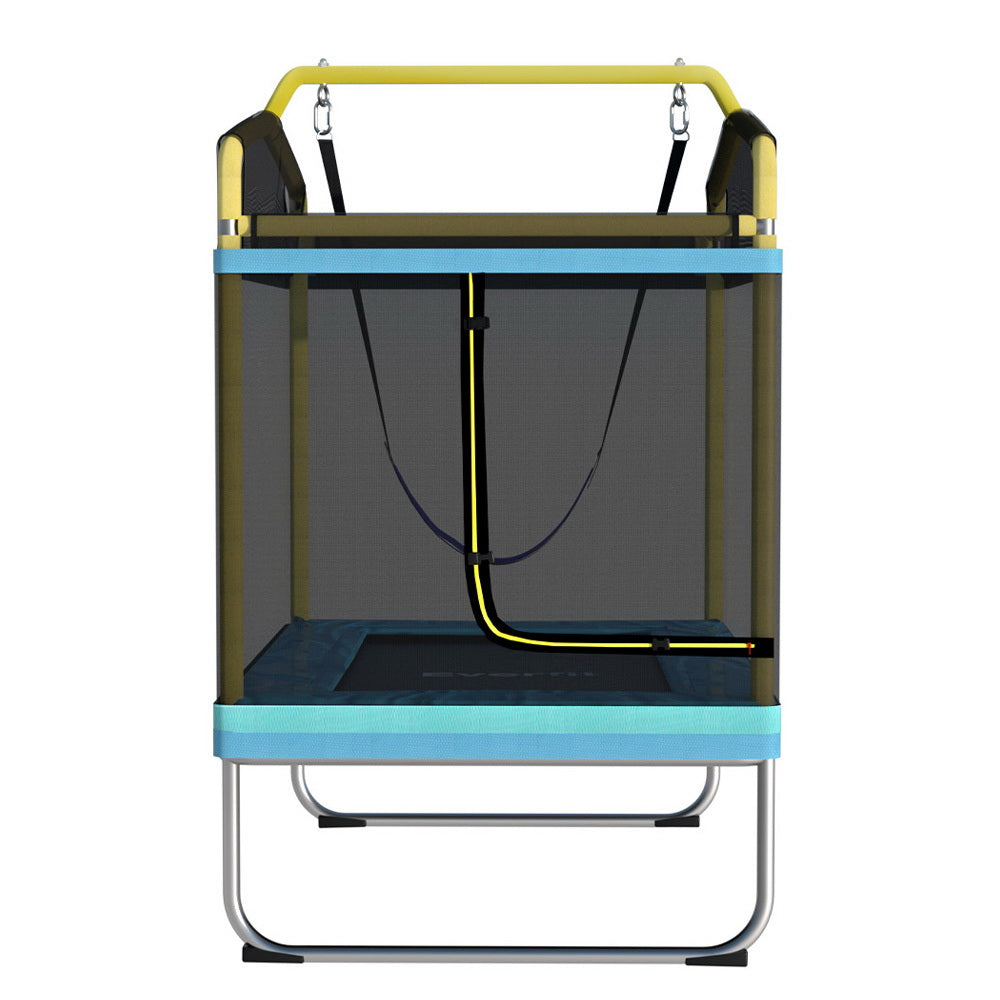 6FT Trampoline Kids Rectangle Trampoline w/ Swing Enclosure Safety Net Orange