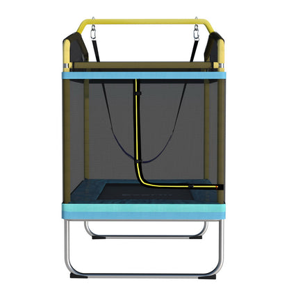 6FT Trampoline Kids Rectangle Trampoline w/ Swing Enclosure Safety Net Orange