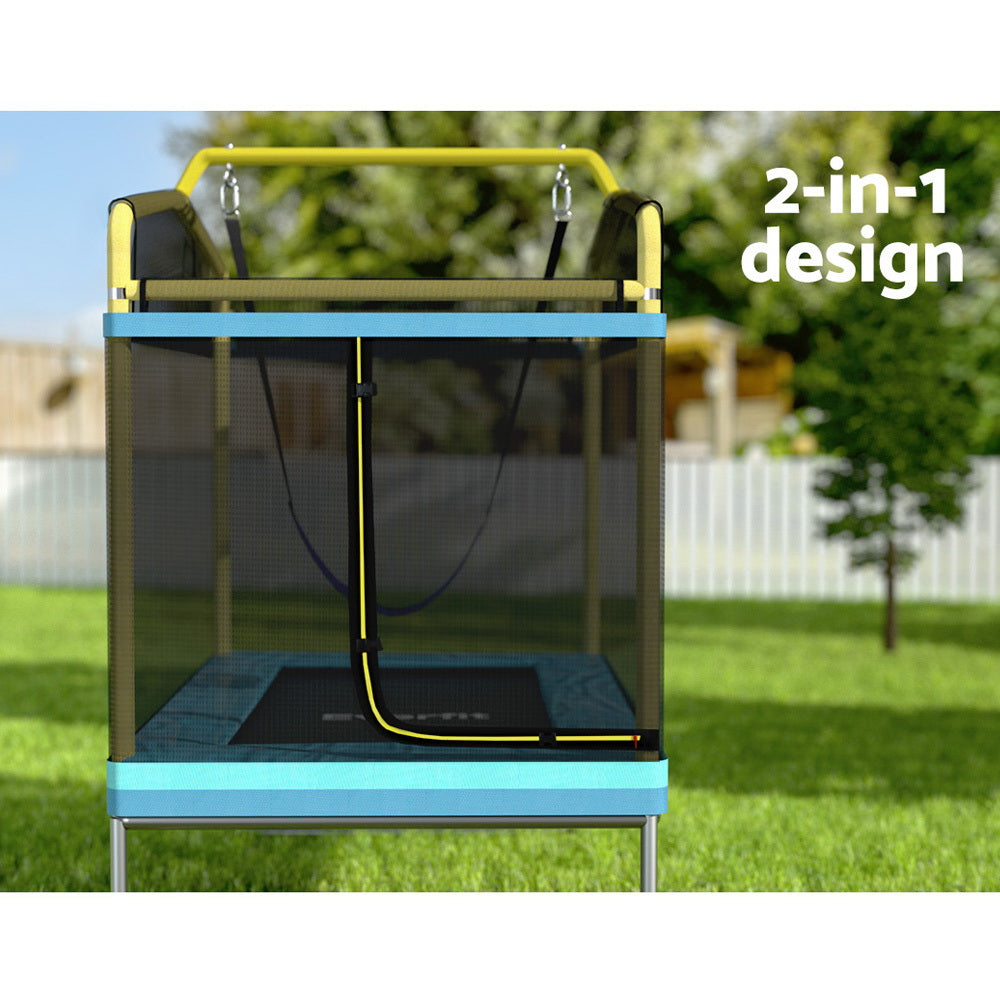 6FT Trampoline Kids Rectangle Trampoline w/ Swing Enclosure Safety Net Orange