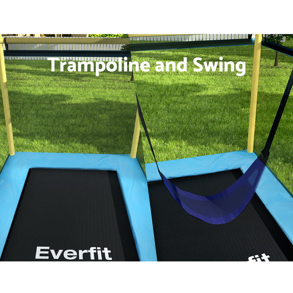 6FT Trampoline Kids Rectangle Trampoline w/ Swing Enclosure Safety Net Orange