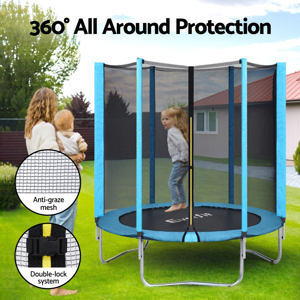 Trampoline 6FT Kids Trampolines Safety Net Pad Round Blue