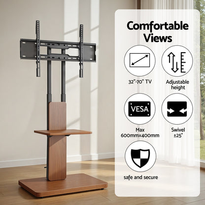 TV Stand 32-70" Wooden Tray Swivel Height Adjustable