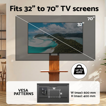 TV Stand 32-70" Wooden Tray Swivel Height Adjustable