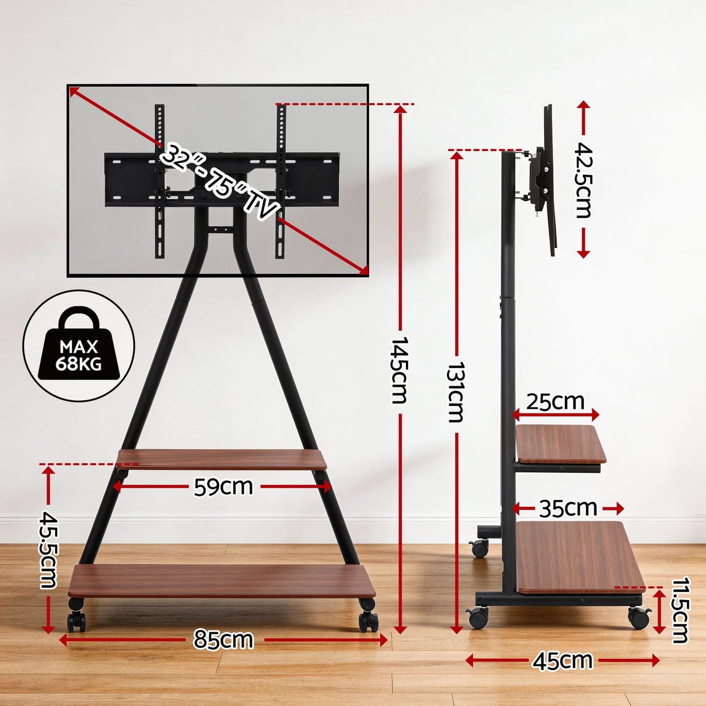 Mobile TV Stand Heavy Duty 600x400cm
