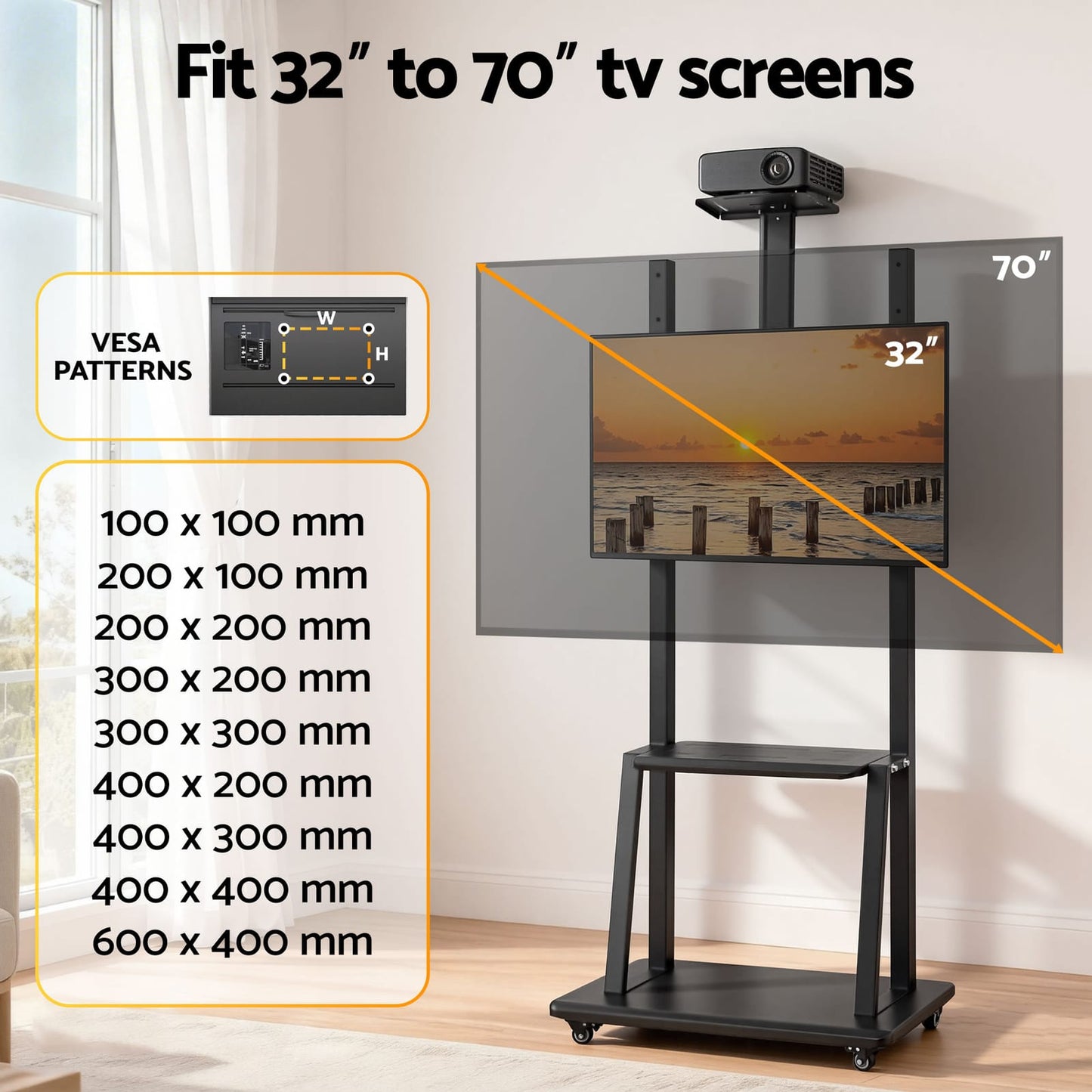 Mobile TV Stand Adjustable king