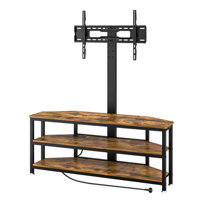 Corner TV Stand 32-70" LED Lights Power Outlet | HomeAndLivi - 2