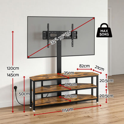 Corner TV Stand 32-70" LED Lights Power Outlet | HomeAndLivi - 3