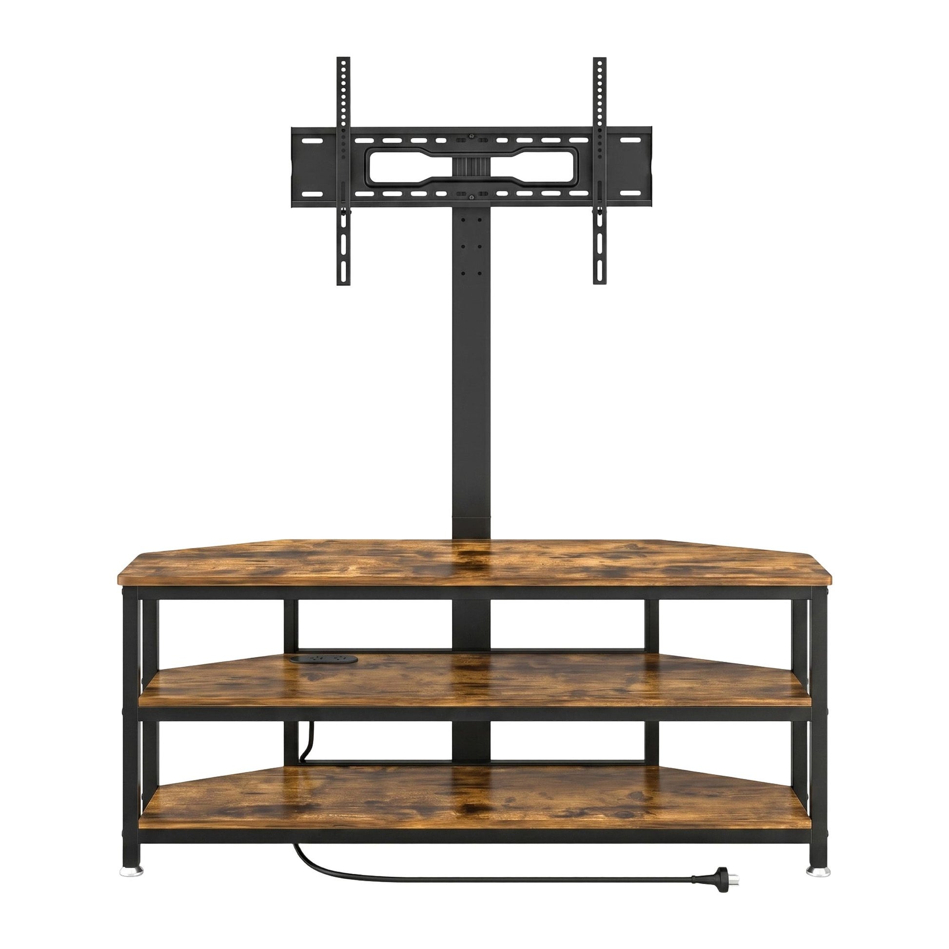 Corner TV Stand 32-70" LED Lights Power Outlet | HomeAndLivi - 4
