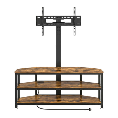 Corner TV Stand 32-70" LED Lights Power Outlet | HomeAndLivi - 4
