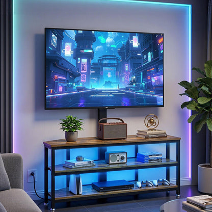 Corner TV Stand 32-70" LED Lights Power Outlet | HomeAndLivi - 11