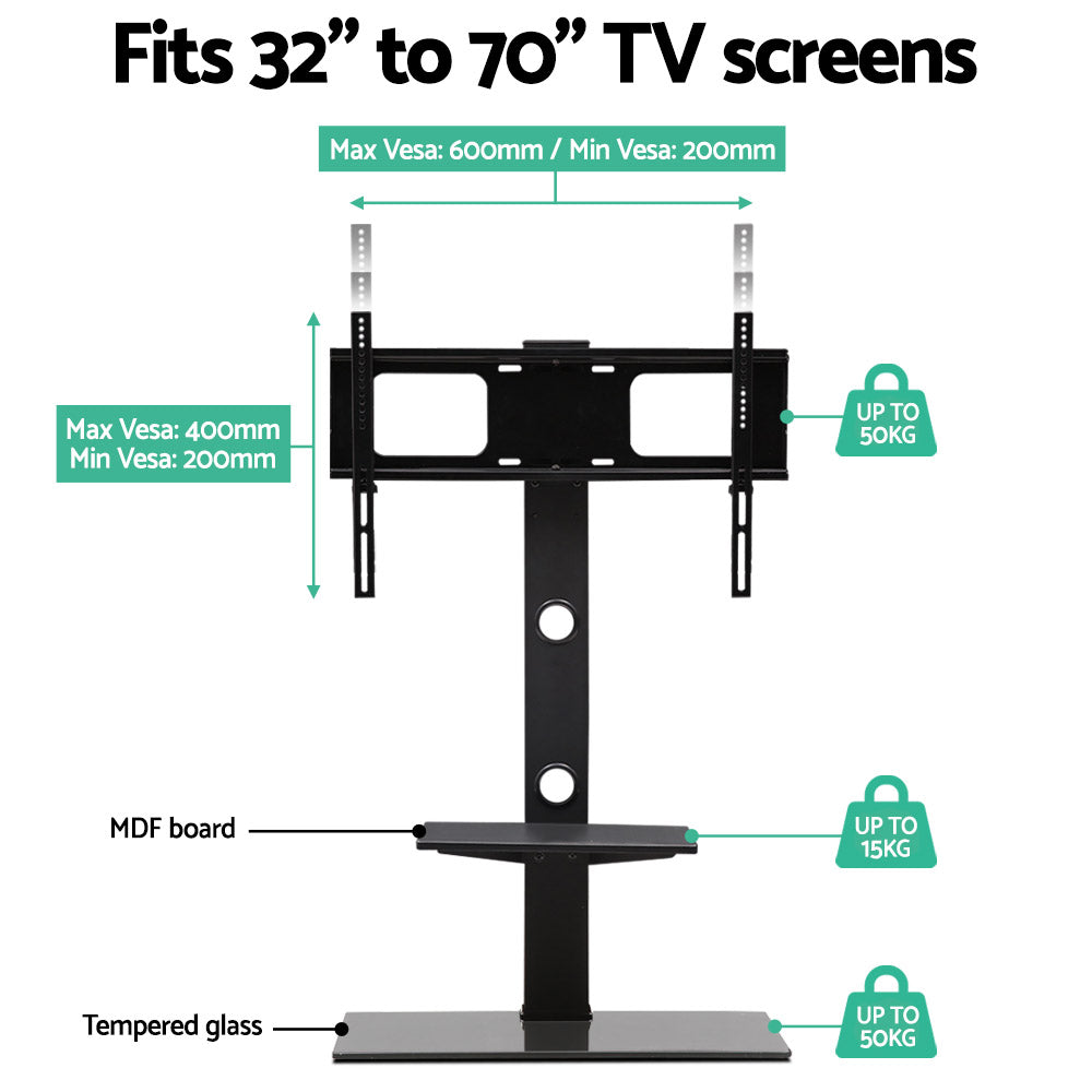 Tv Stand Mount Bracket (32"-70") 2 Tiers Storage Floor Shelf