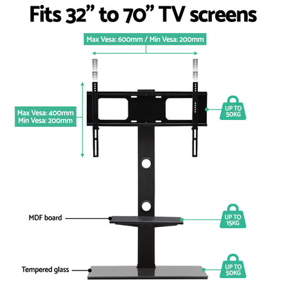 Tv Stand Mount Bracket (32"-70") 2 Tiers Storage Floor Shelf
