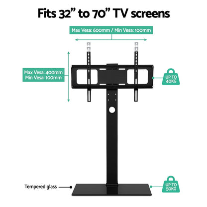 Tv Stand Mount Bracket (32"-70") Glass Storage Floor Shelf