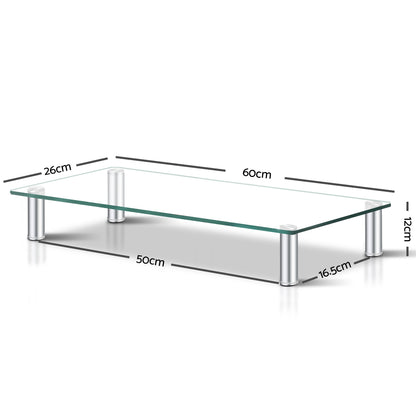 Height Adjustable Monitor Stand Riser with Glass Display Shelf