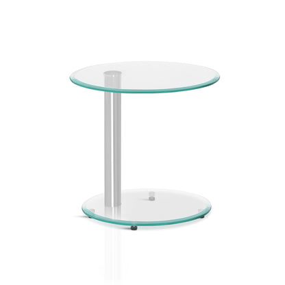Coffee Table Oval Tempered Glass Side End Beside Tables Cafe 45cm