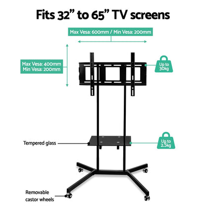 Mobile Tv Stand (32"-65") Mount Bracket Portable Trolley Cart