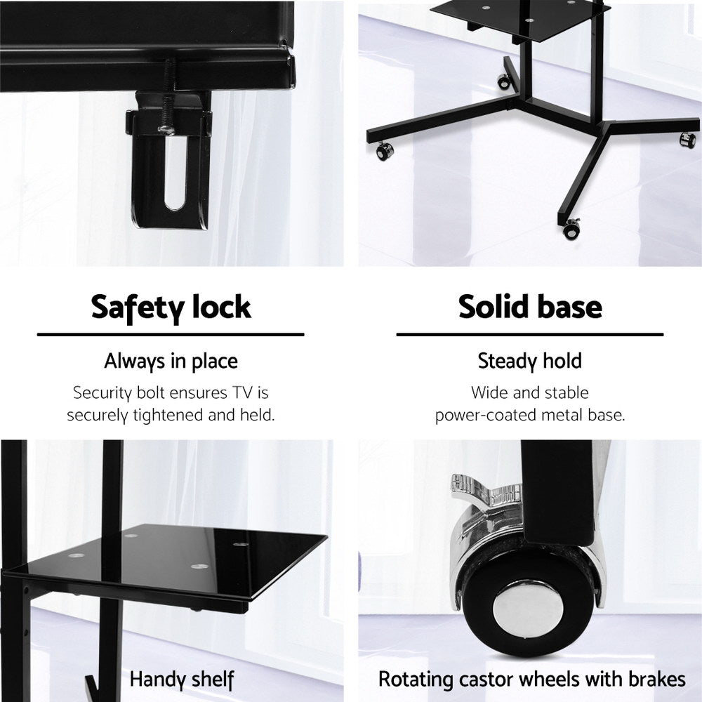 Mobile Tv Stand (32"-65") Mount Bracket Portable Trolley Cart