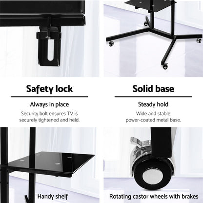 Mobile Tv Stand (32"-65") Mount Bracket Portable Trolley Cart