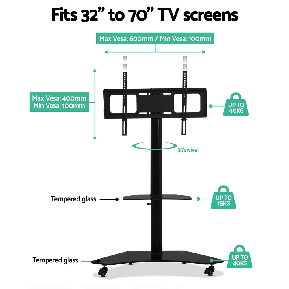 Mobile Tv Stand (32"-70") Mount Bracket Portable Trolley Cart