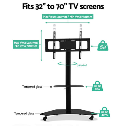 Mobile Tv Stand (32"-70") Mount Bracket Portable Trolley Cart