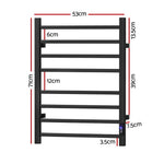 Devanti Heated Towel Rail 8 Square Bars with Timer Electric Heater Warmer Rack