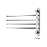 Towel Rail Rack Holder 4 Bars Wall Mounted Stainless Steel Swivel Hanging Hook