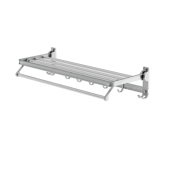  Towel Rail Rack Holder 4 Bars Wall Mounted Aluminium Foldable