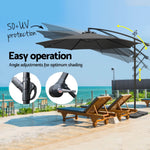 3M Umbrella W/Base Outdoor Cantilever Beach Garden Patio Parasol